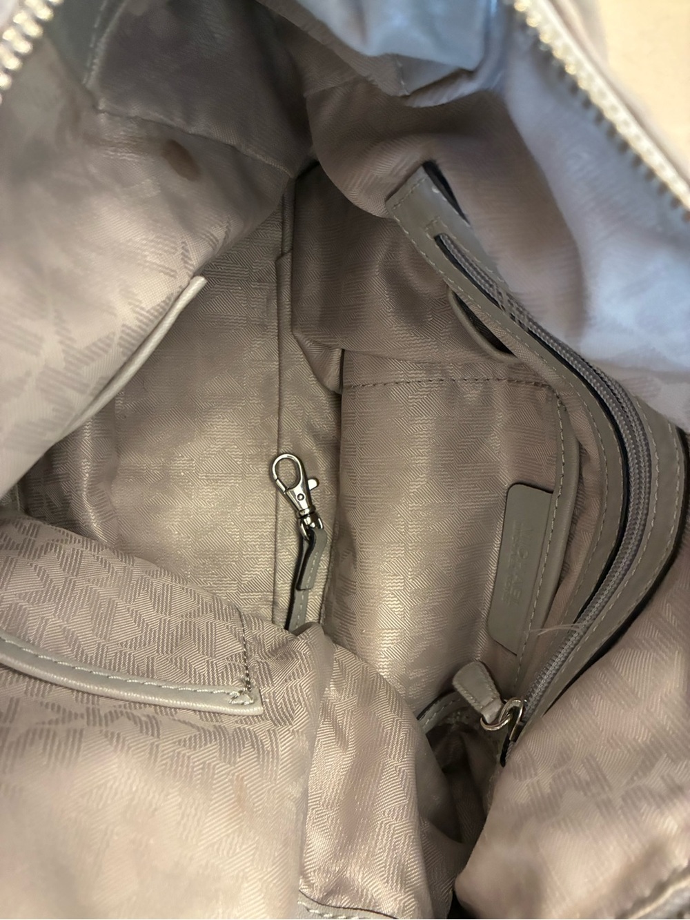 Gray Michael Kors Leather Satchel Tote with Buckle Details - Picture 4 of 7